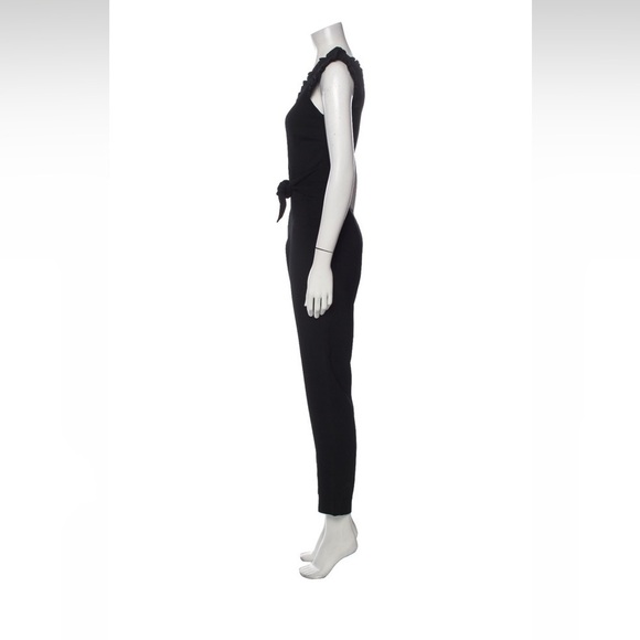 Saloni jumpsuit size 4 black one shoulder crepe front tie evening wear​​​​​ - Picture 3 of 11